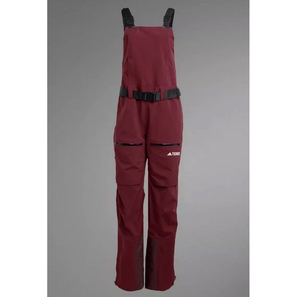 adidas Burgundy Ski Bib Pants with Black Straps - Picture 2 of 15